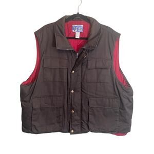 Haband's Stag Hill Men's Black Full Zip Snap Buttoned Pocket Cargo Vest 2XL